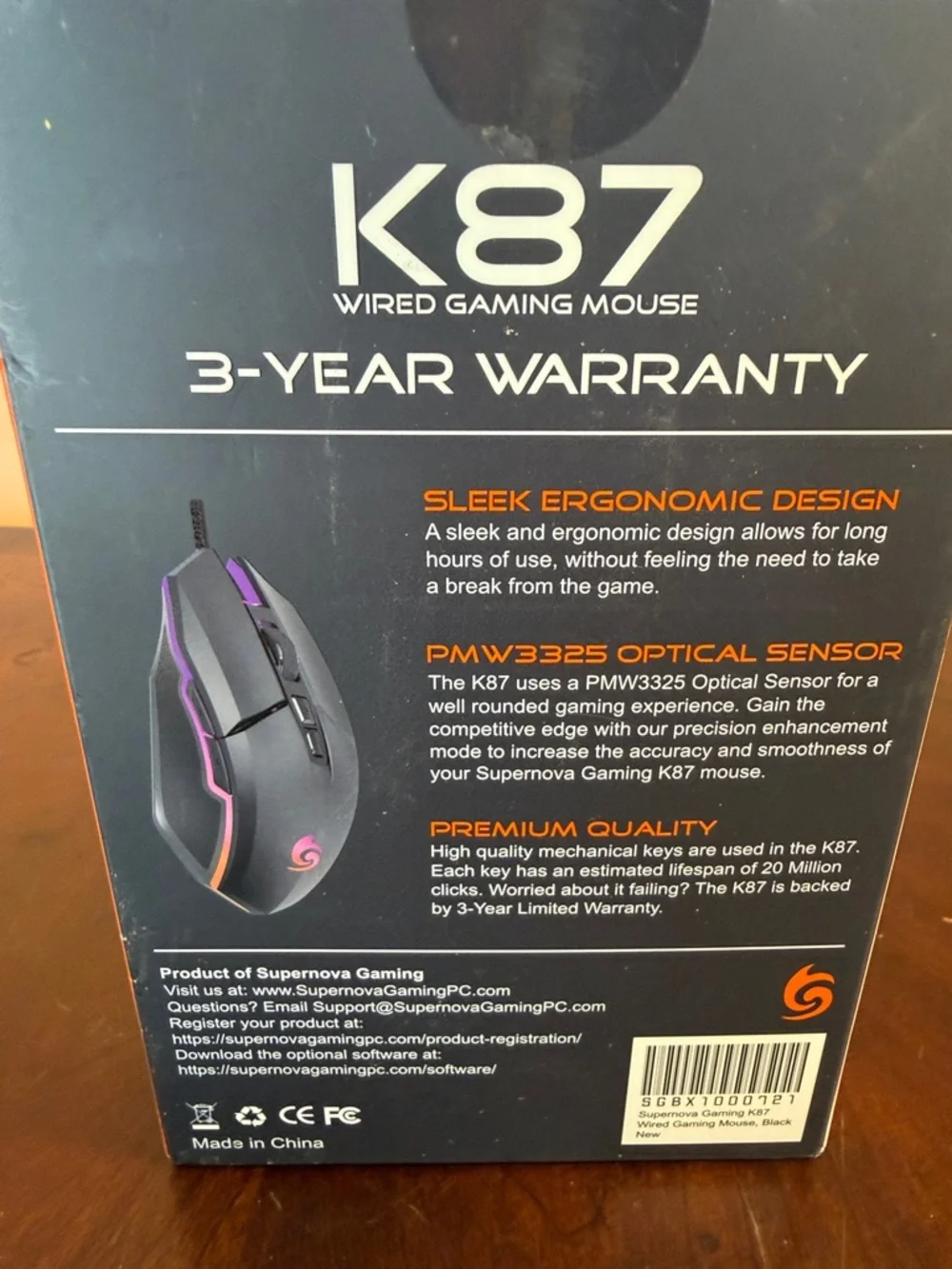 Black Matter K87 Matte Black Wired‎ Gaming Mouse with RGB Accents